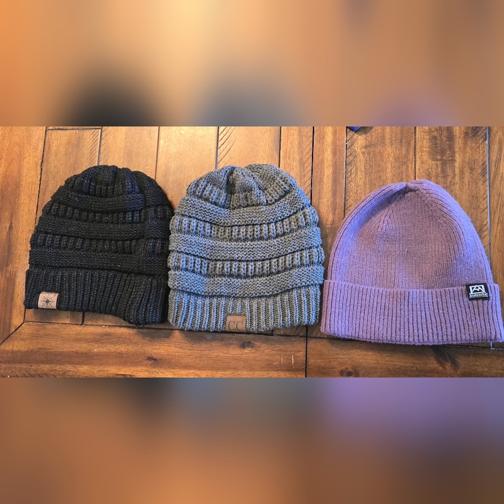 3 Soft Knit Beanie Hat, CC, Avalance